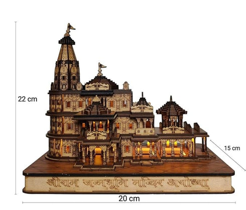 Shri Ram Mandir Ayodhya 3D Decorative Showpiece with Multicolor Lights